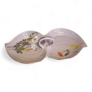 Beautiful Vintage Toko Japan Two-Sided Ceramic Trinket Tray Dish, 10"w Lavender